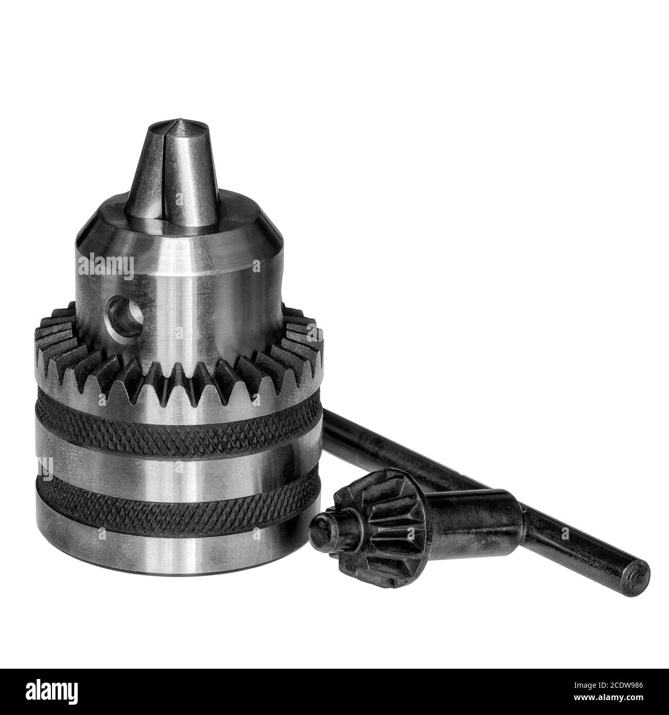 Drill Chuck and drill key on white background isolated Stock Photo Alamy