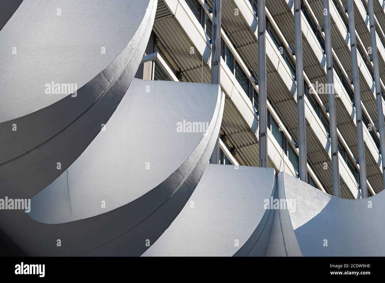 Office building in the city center of Berlin with a concrete element as decoration Stock Photo
