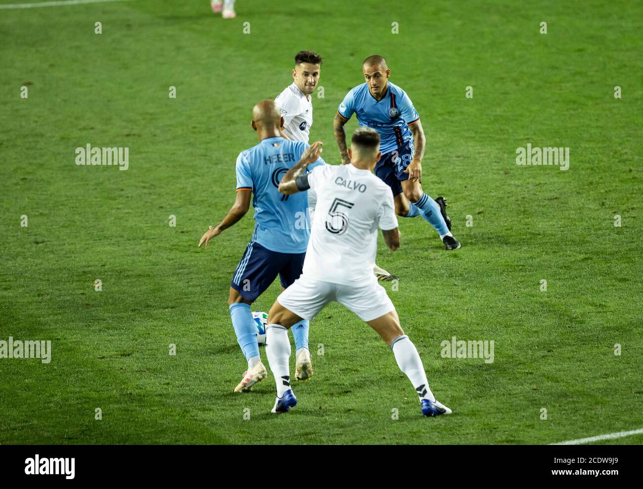 Harrison, NJ - August 29, 2020: Heber (9) of NYCFC controls ball during MLS regular season game against Chicago Fire FC at Red Bull Arena Stock Photo