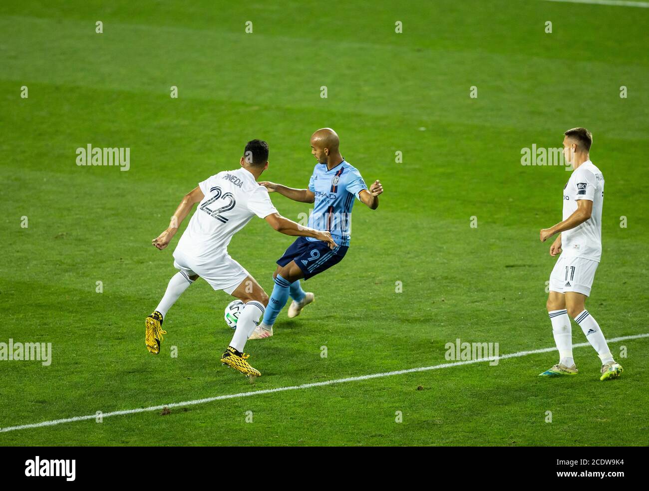 Harrison, NJ - August 29, 2020: Heber (9) of NYCFC controls ball during MLS regular season game against Chicago Fire FC at Red Bull Arena Stock Photo