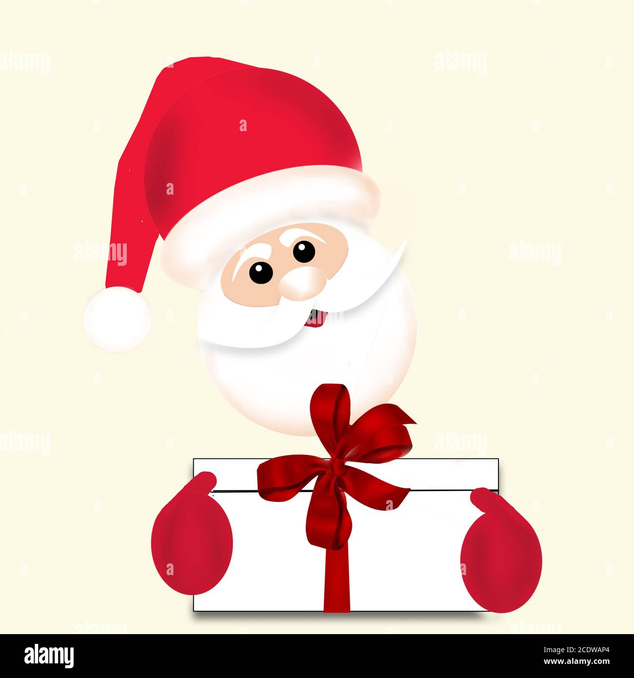 Santa Claus holding giftbox with red ribbon bow - illustration Stock ...