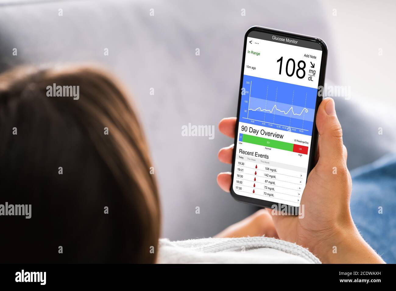 Continuous Glucose Monitor Blood Sugar Test App Stock Photo Alamy