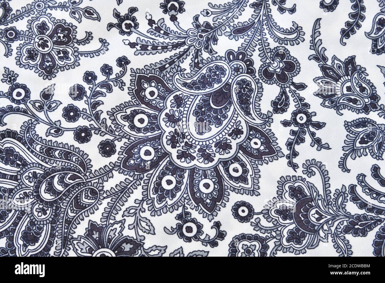fabric with pattern in blue and gray colors as background Stock Photo