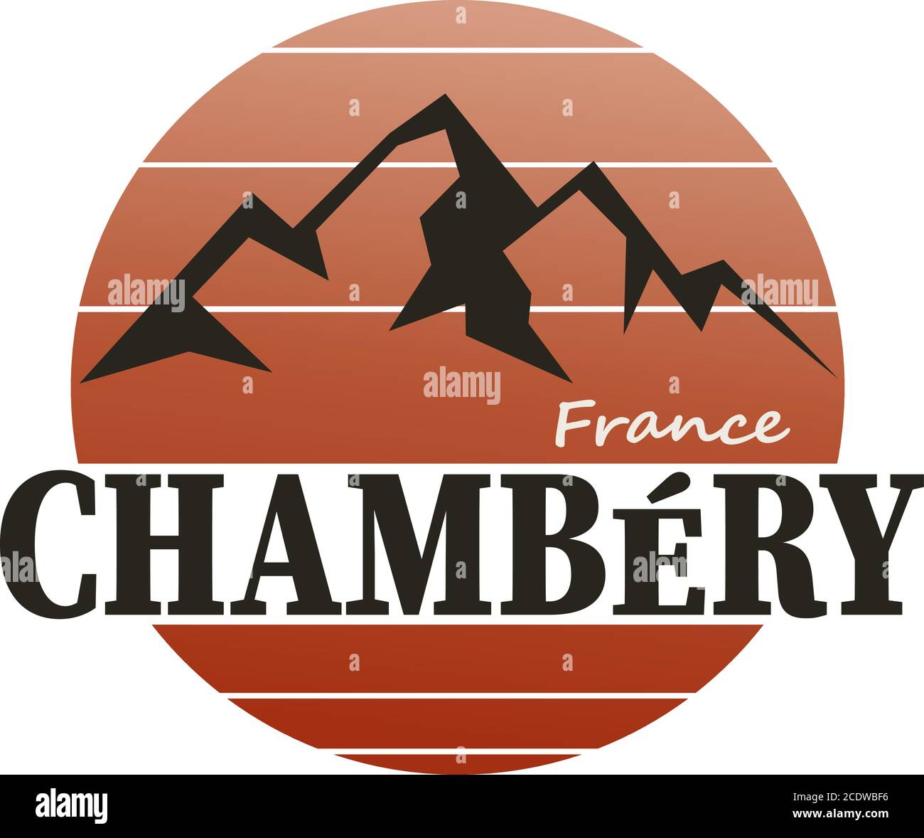 chambery france Rhone-Alpes logo sign badge on white Stock Vector