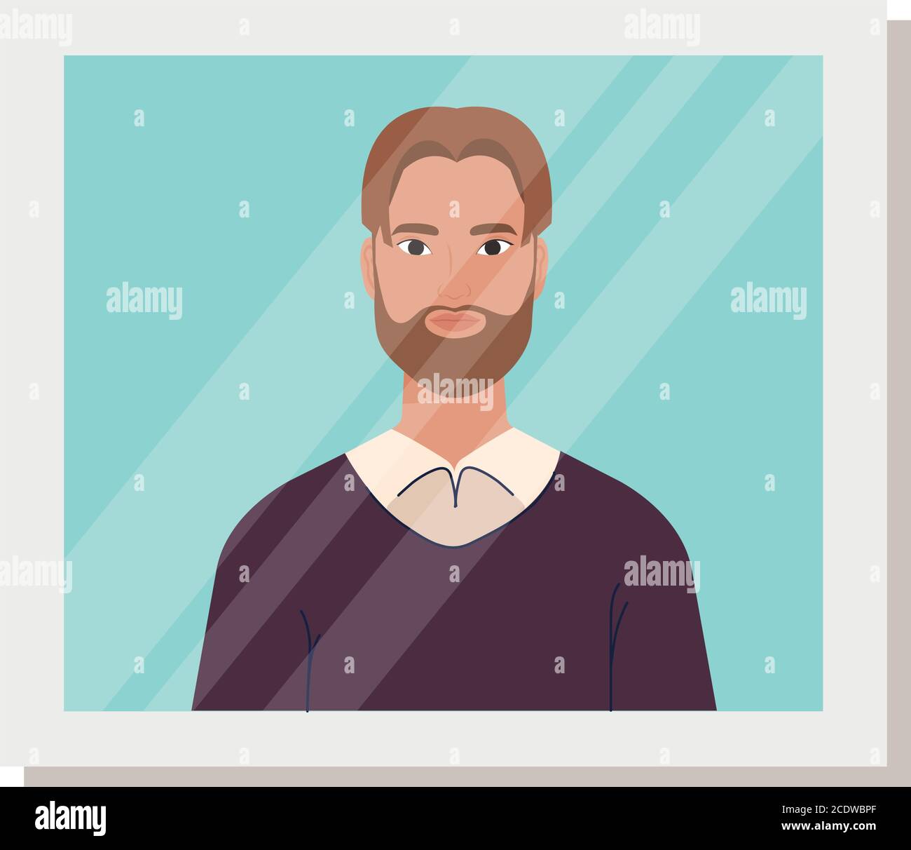 man cartoon with beard in frame vector design Stock Vector Image & Art ...