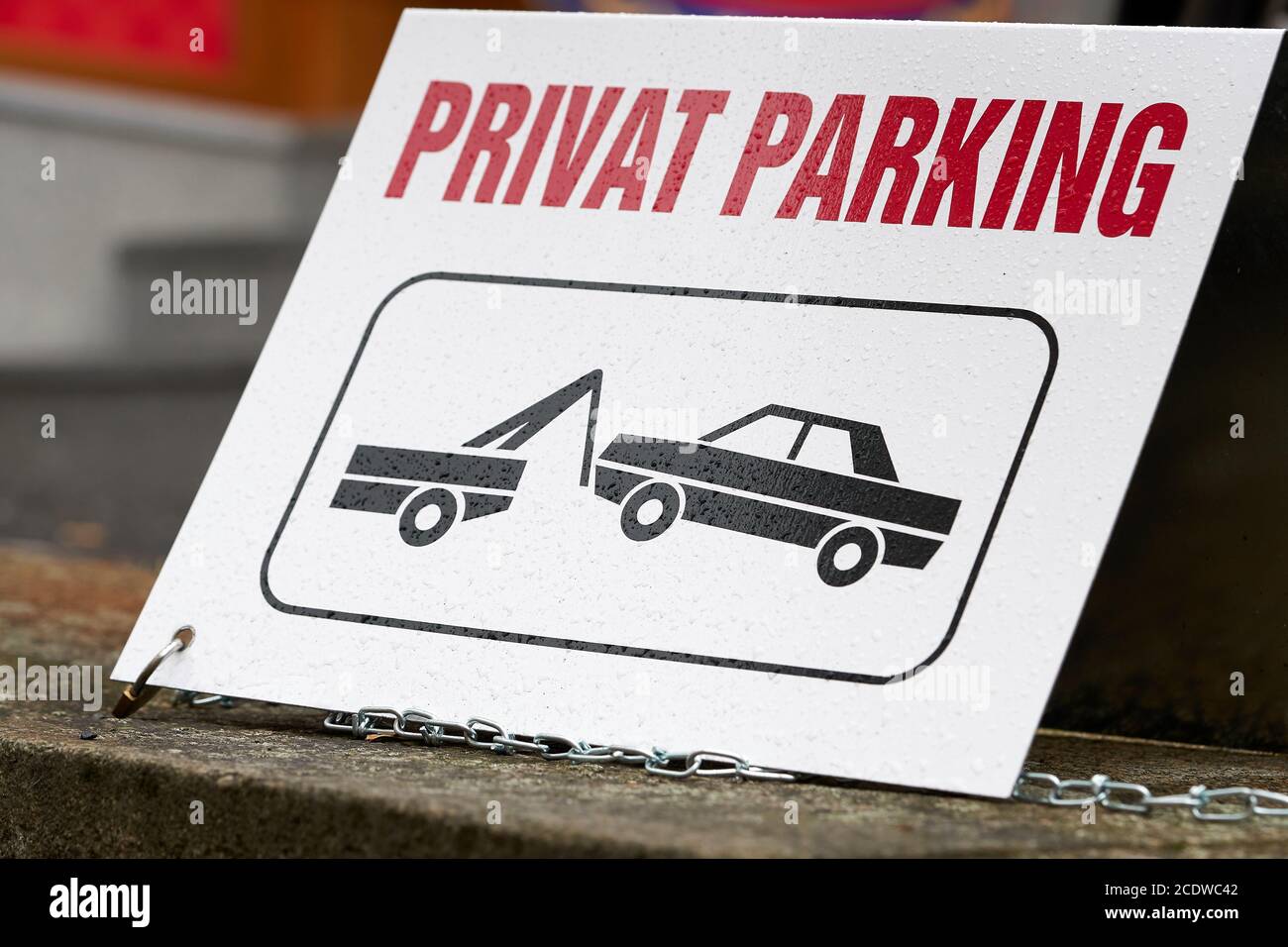 Sign on a private parking lot in the city center of Karlovy Vary in the Czech Republic Stock Photo