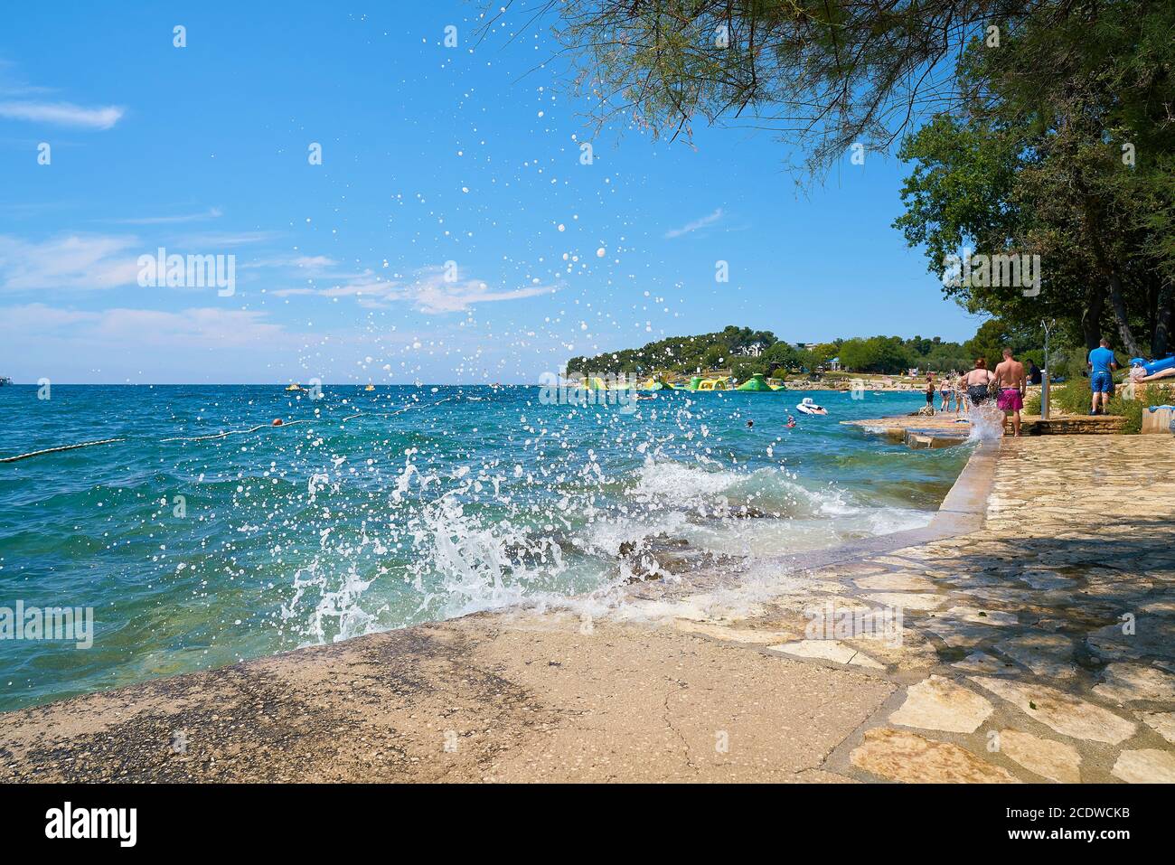 Beach on the Adriatic Sea at the resort Zelena Laguna near Porec in Croatia Stock Photo