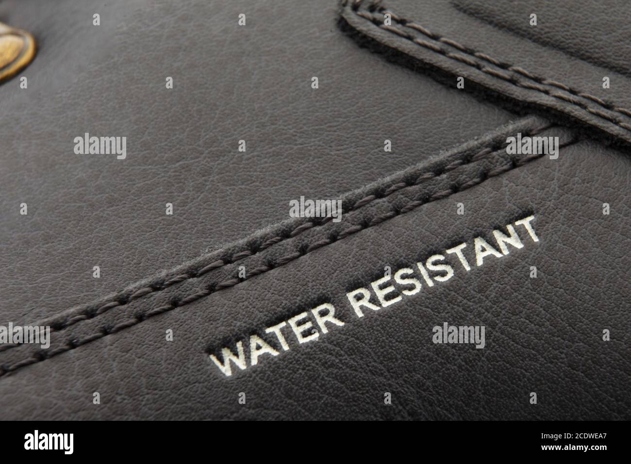 leather boots stitched with thread close up Stock Photo