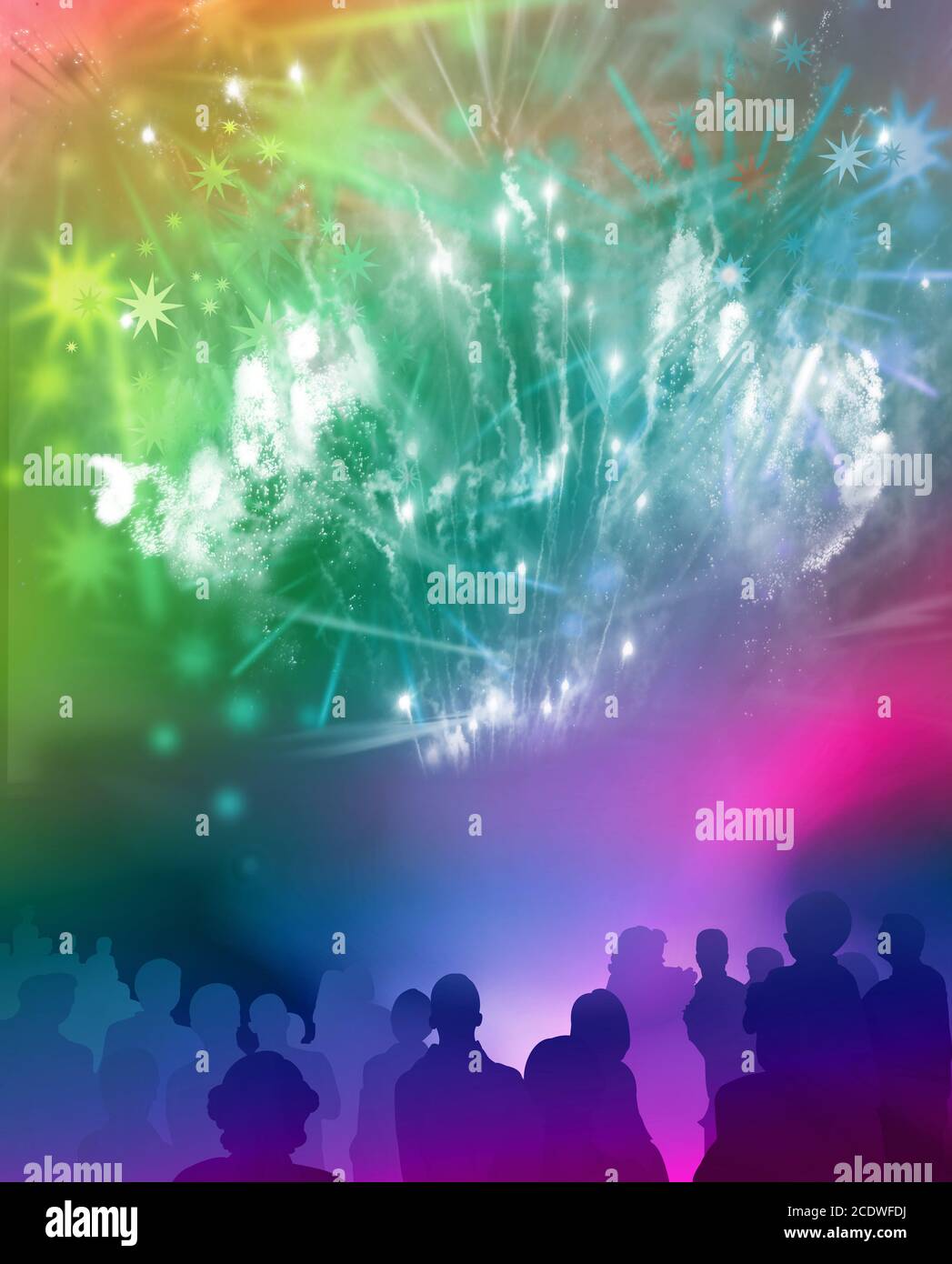 spectator fireworks colorful Stock Photo