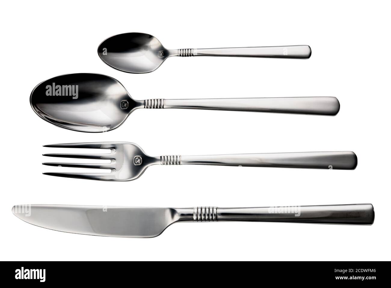 Cutlery setspoon, fork, knife, on white background isolated Stock