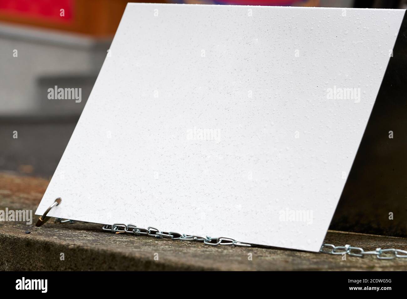 empty white sign on the roadside Stock Photo