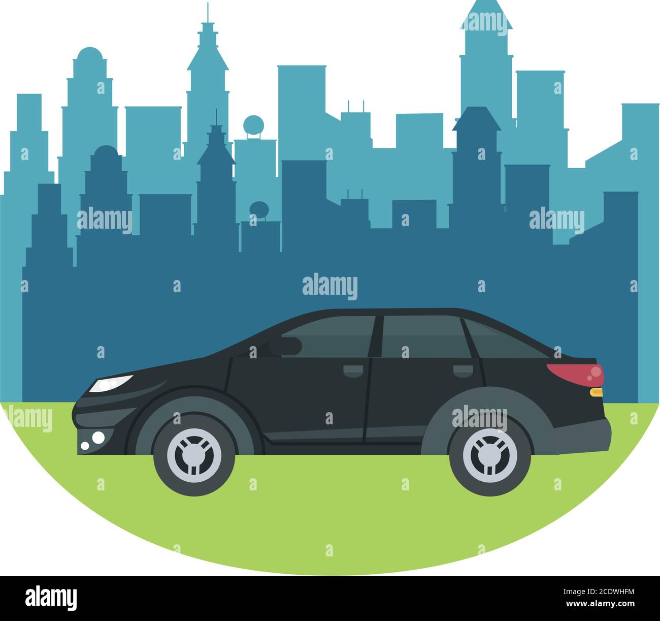 black sedan car at street in front fo city design, Vehicle automobile ...