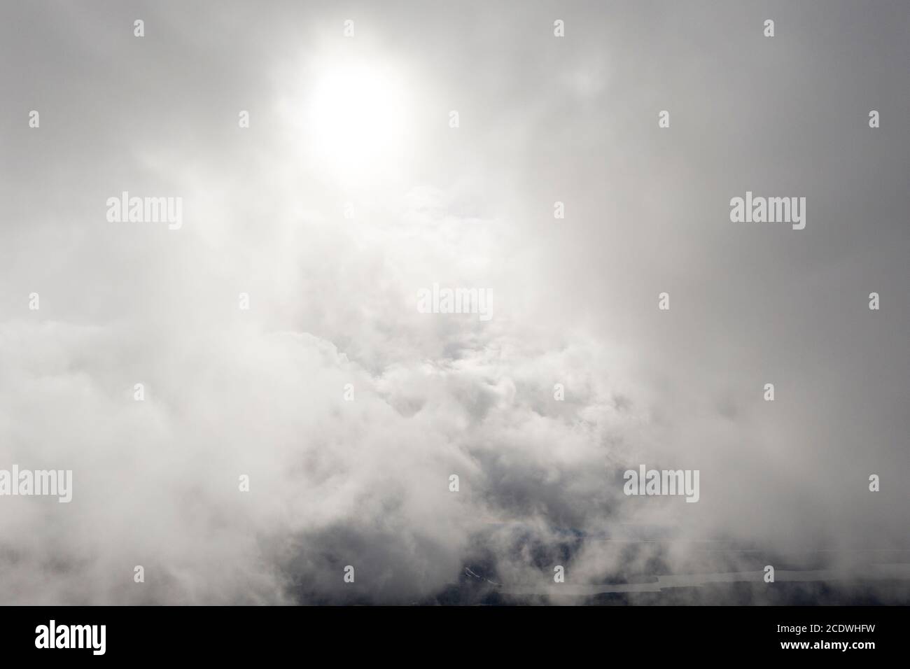 Aerial image of dark storm clouds over the land. Aerial panorama of ...