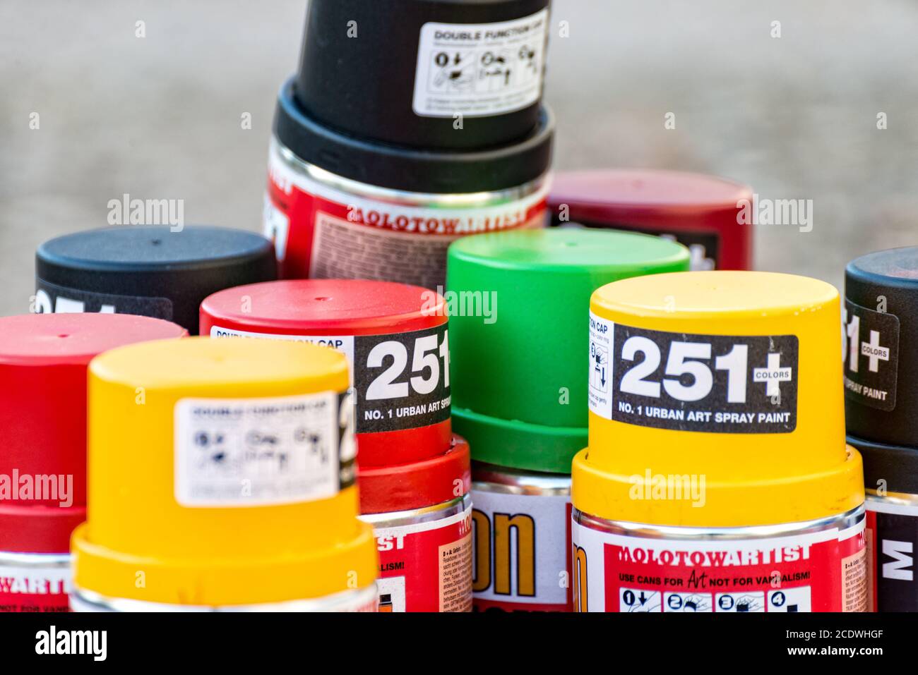 Different spray cans with different colors Stock Photo Alamy