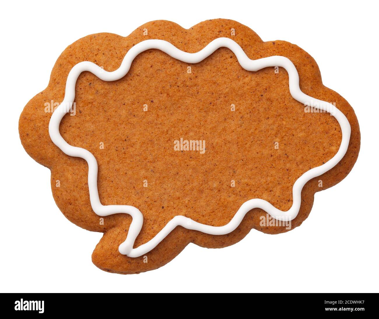 Gingerbread Speech Cloud Cookie Isolated on White Background Stock Photo