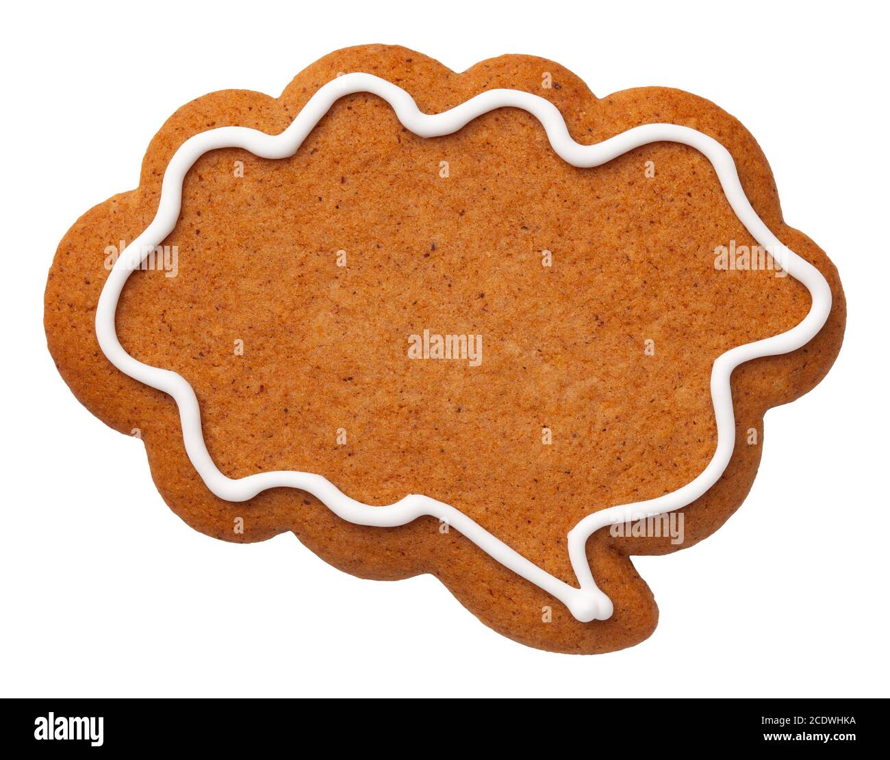 Gingerbread Speech Cloud Cookie Isolated on White Background Stock Photo