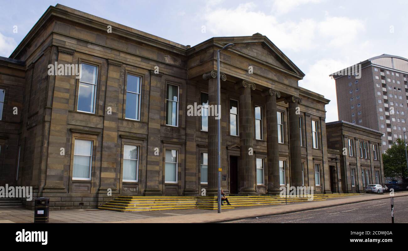 Hamilton Sheriff Court. Historical Building Made of Sandstone Still in