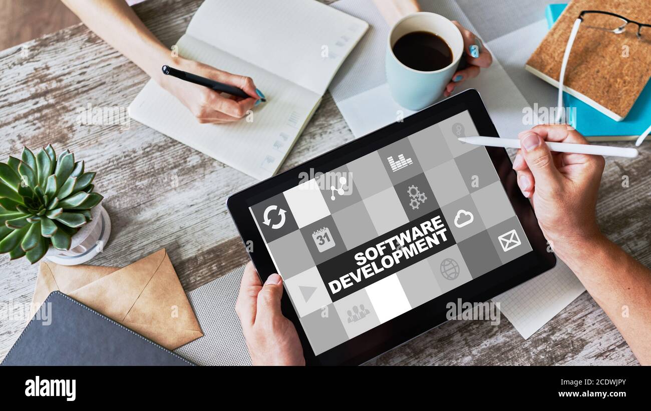 Software development and process automation concept on tablet computer screen Stock Photo