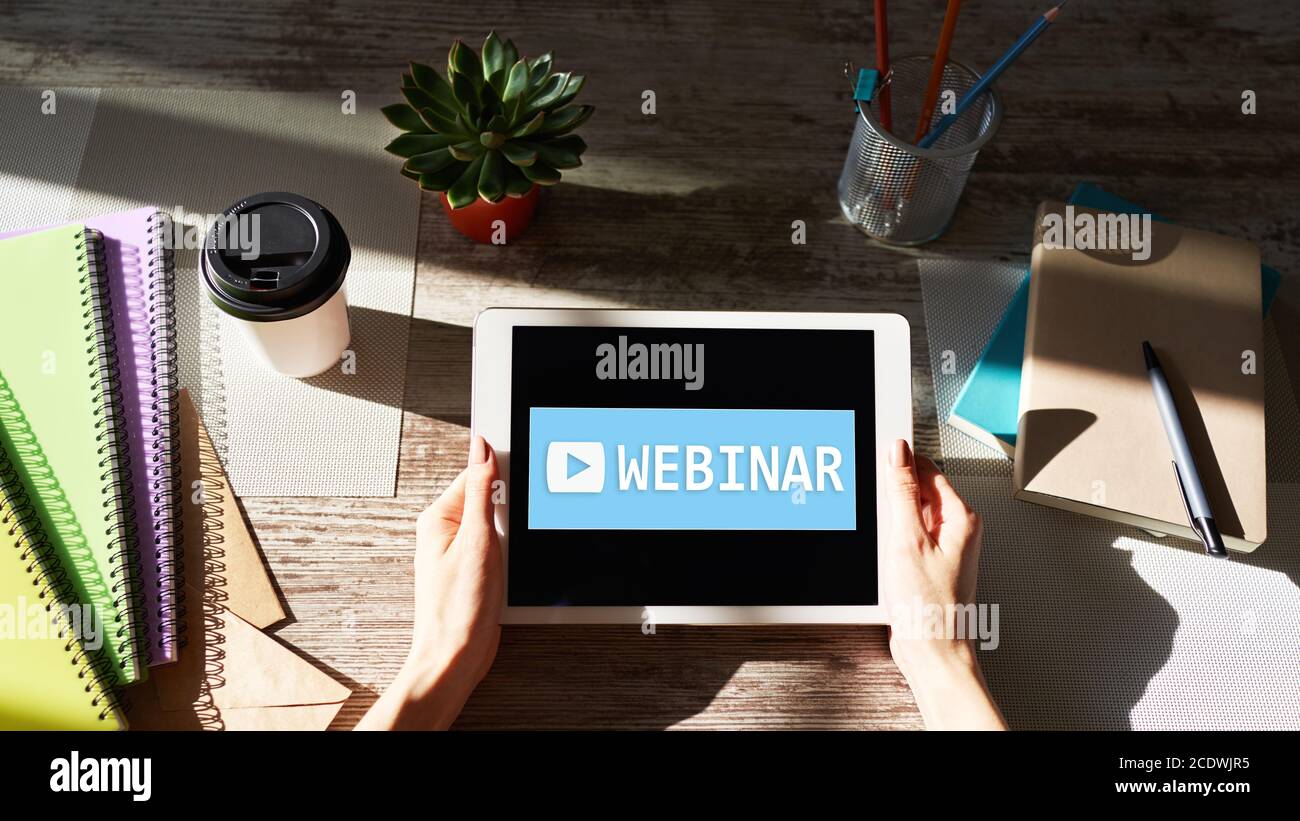 Webinar, E-learning, online education concept on screen Stock Photo - Alamy