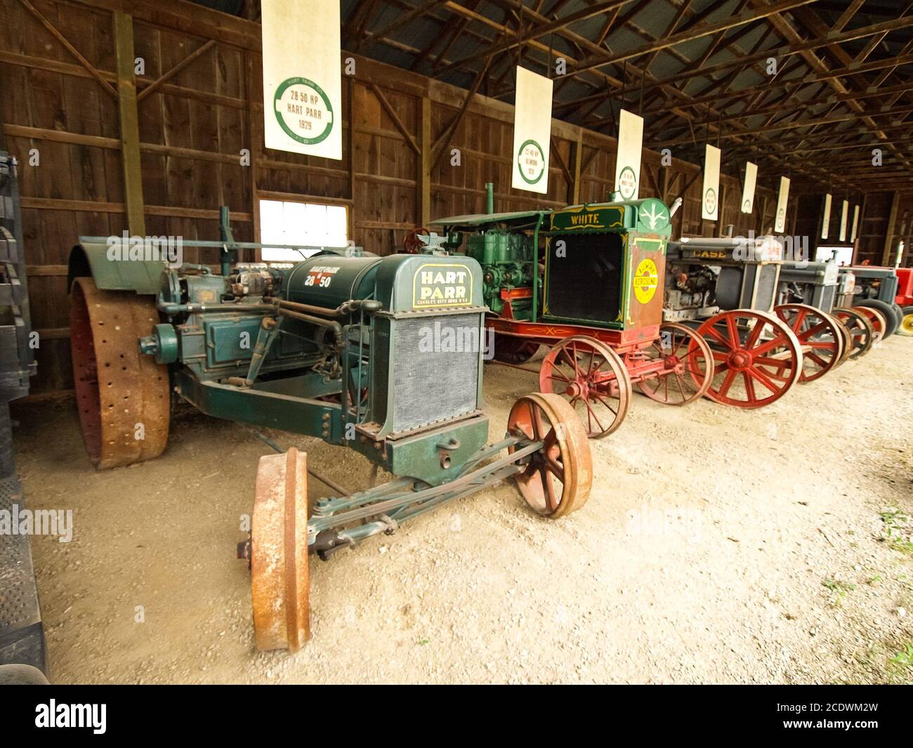 Exhibition of antique tractors. Tractor show. Agreecultural machines. Agreecultural equipment. Stock Photo
