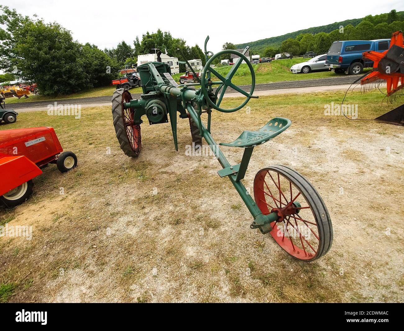 Exhibition of antique tractors. Tractor show. Agreecultural machines. Agreecultural equipment. Stock Photo