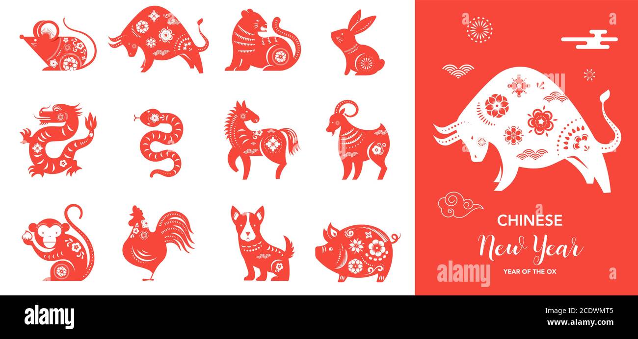 Chinese new year, Chinese zodiac animals symbols Stock Vector Image & Art -  Alamy