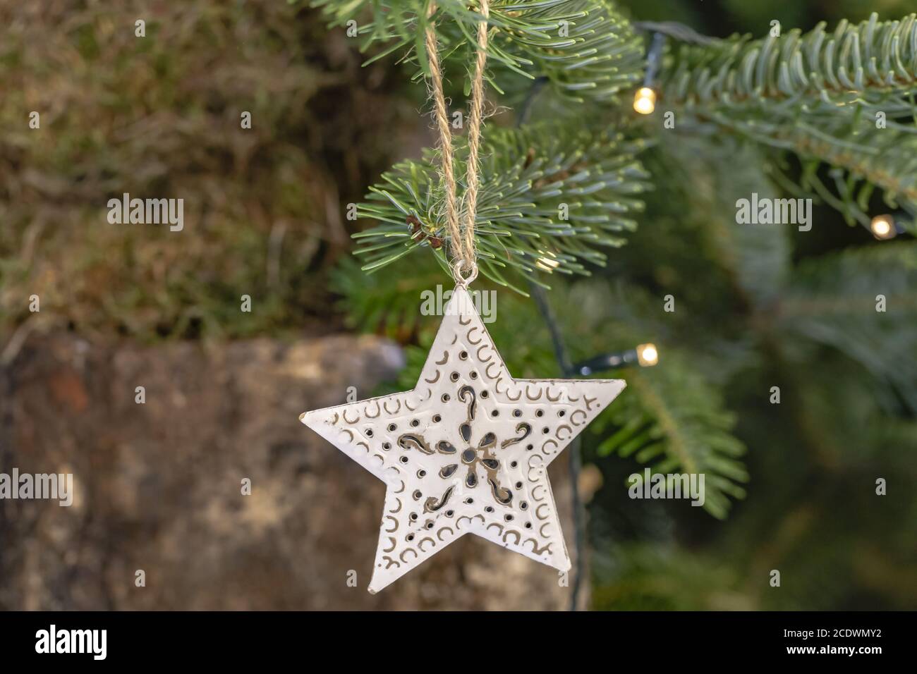 Nostalgic Christmas tree decorations Stock Photo
