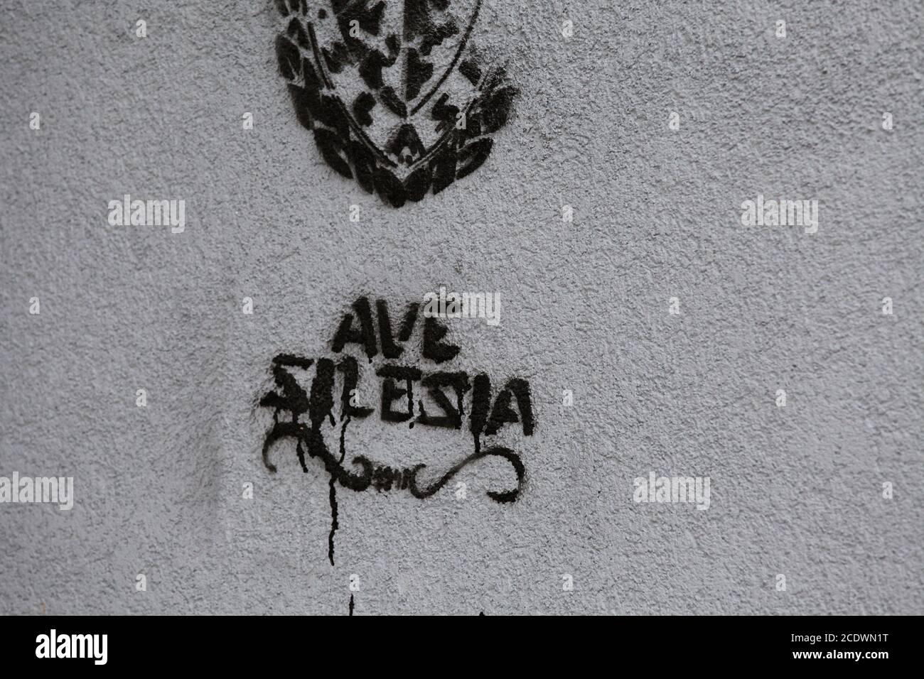 Ave Silesia ! - WKS Śląsk Wrocław;silesia wroclaw , graffiti an euner hauswand in zgorzelec Stock Photo