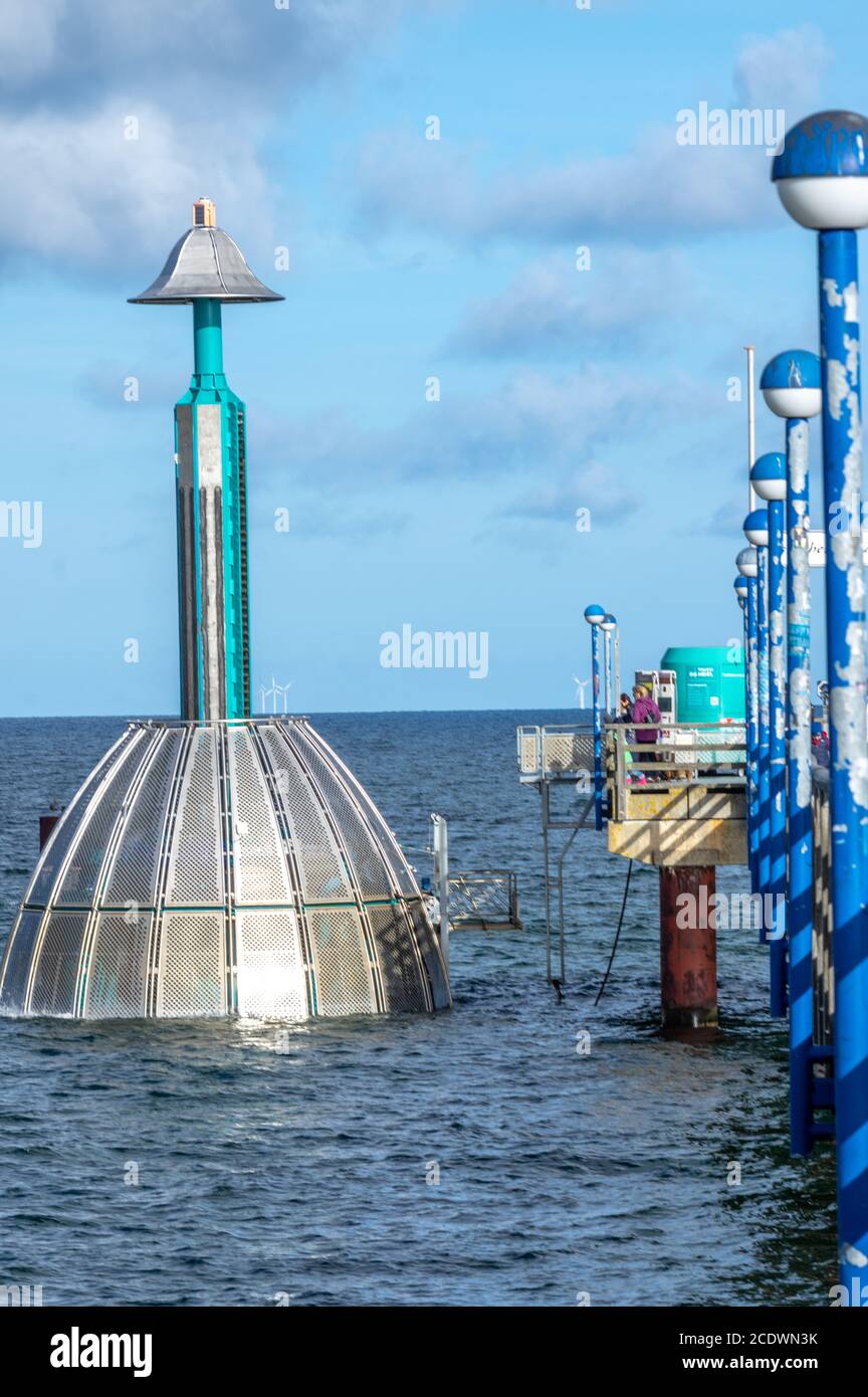 Diving bell at the sea bridge in Zingst Stock Photo