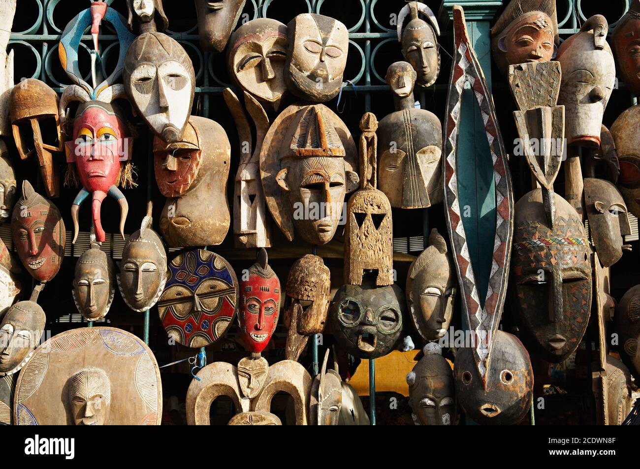 Senegal. Dakar. Mask at Kermel market. Stock Photo