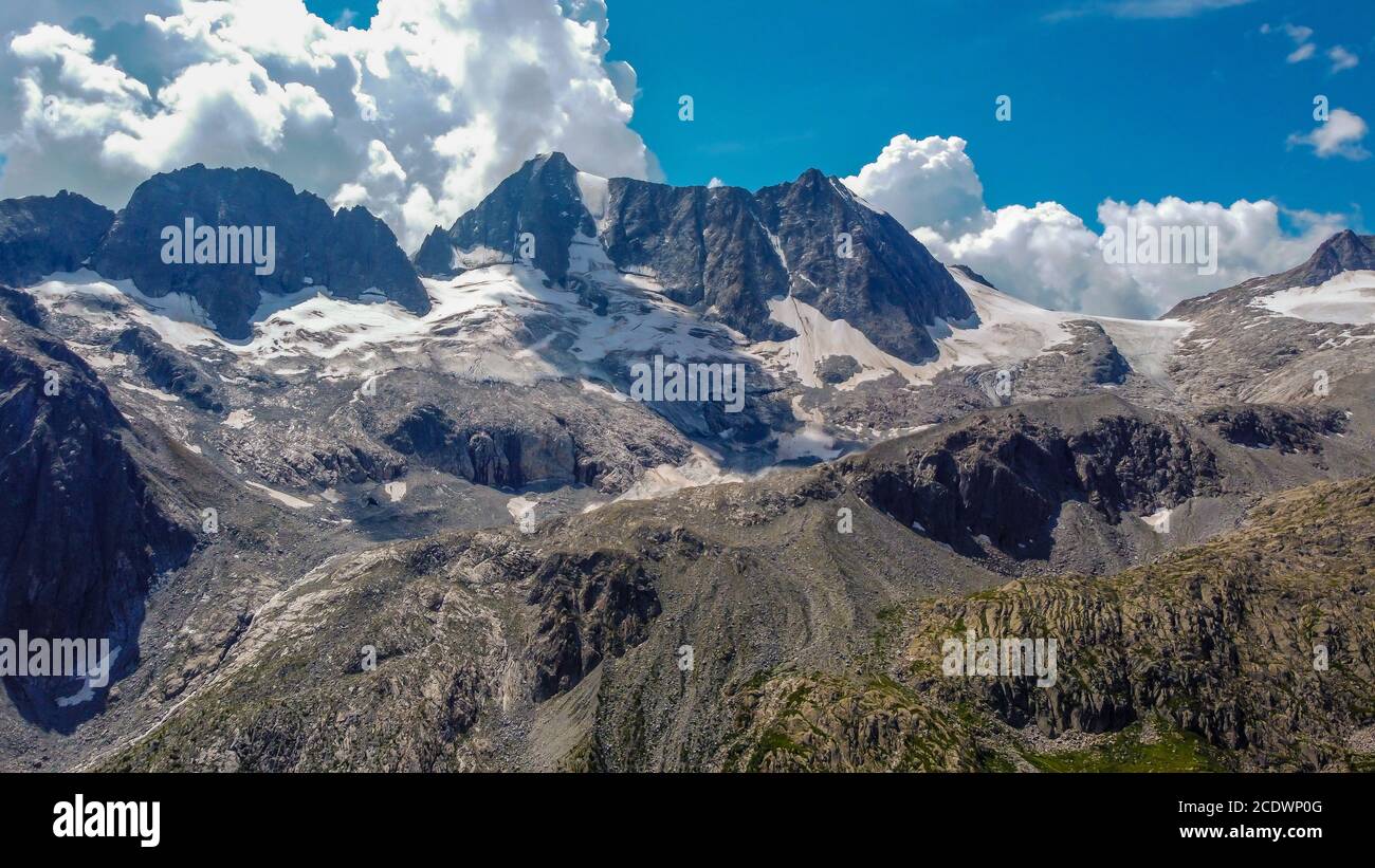 summer view  of Presena Glacier  (3,000 m a.s.l.) in the the Adamello-Presanella Group,Presanella massif, Trentino Alto Adige, northern Italy, Europe Stock Photo