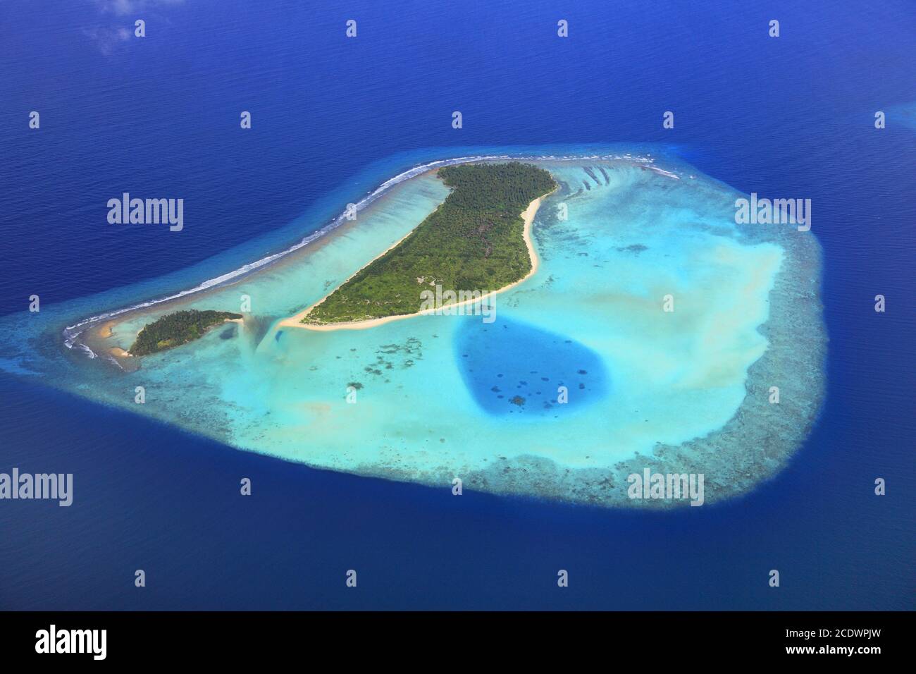 Maldives panorama from seaplane. Stock Photo