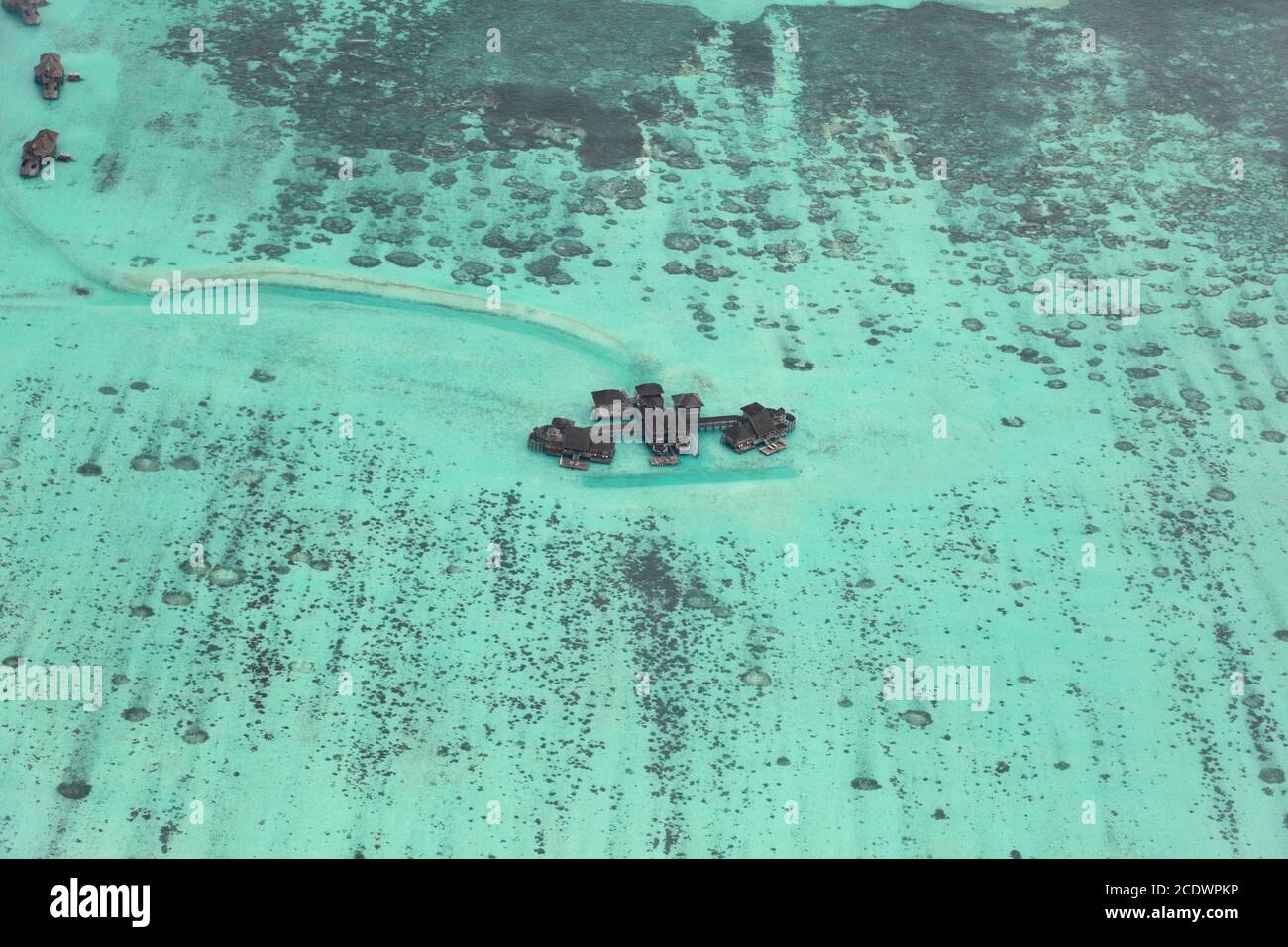 Maldives panorama from seaplane. Stock Photo