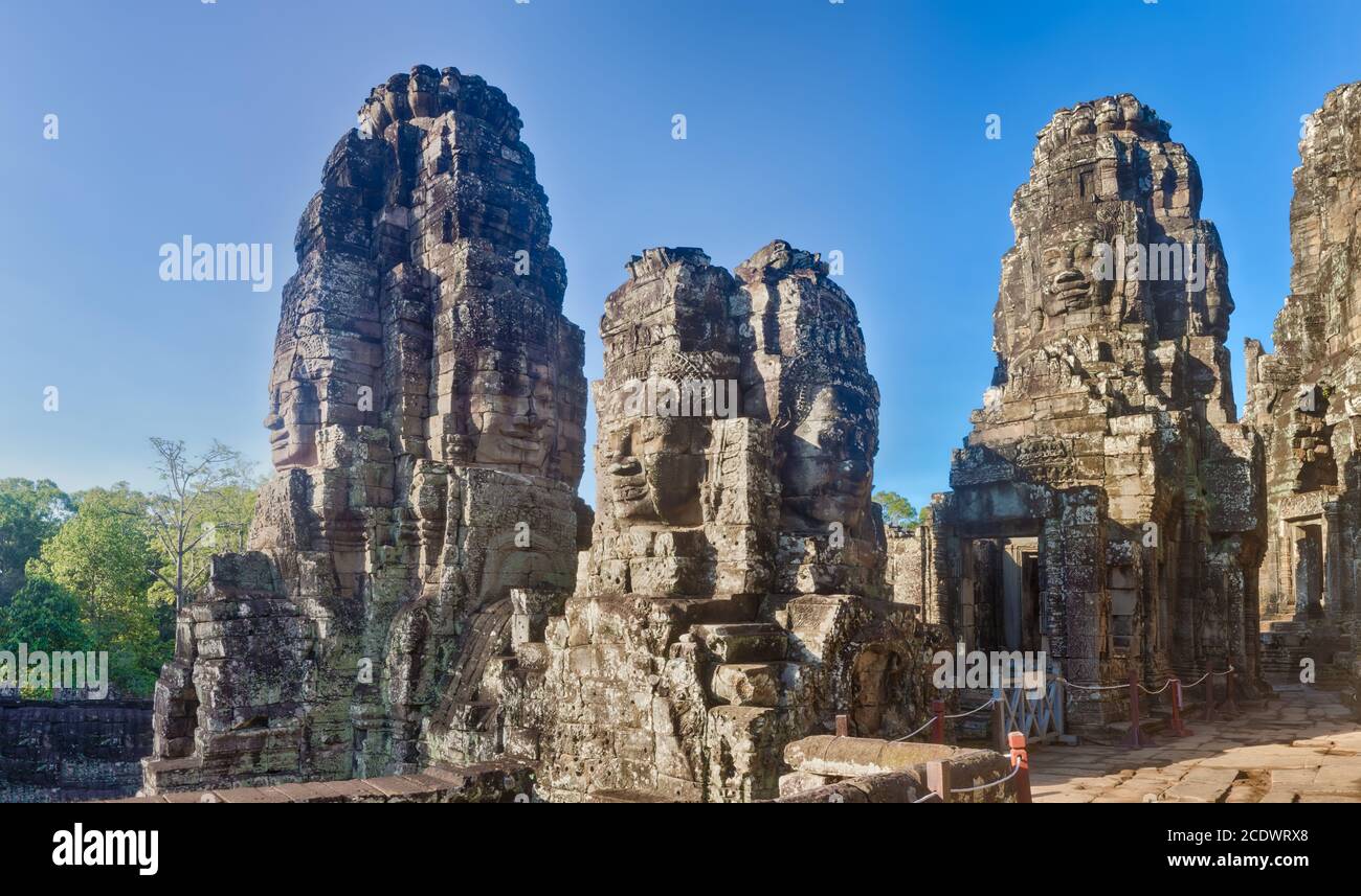 Buddha faces in Bayon temple in Angkor Thom. Siem Reap. Cambodia Stock Photo