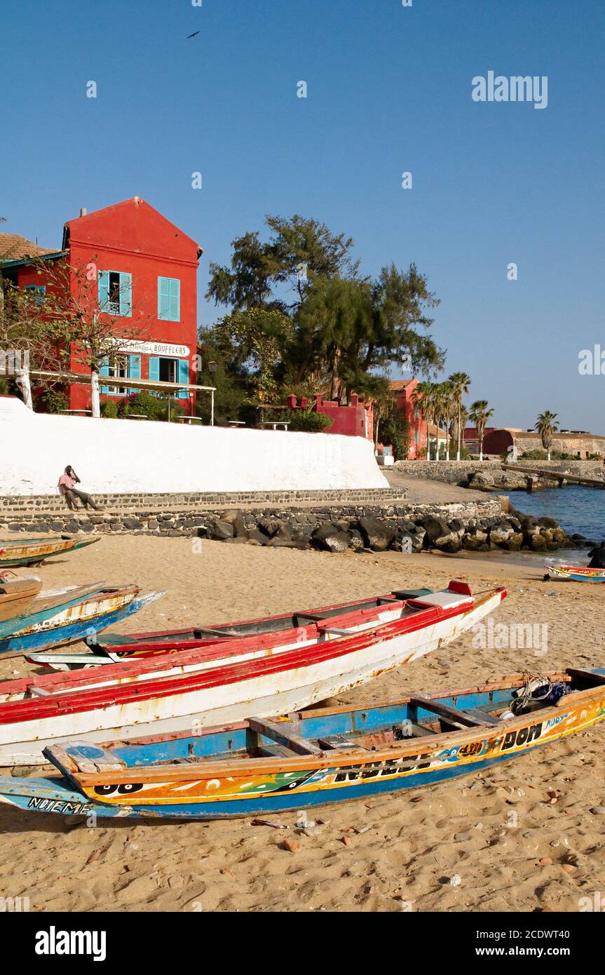 Senegal, Island of Goree, the beach. Unesco World Heritage. The island of Goree was a traditional slaving and trading port, by the colonial powers of Stock Photo