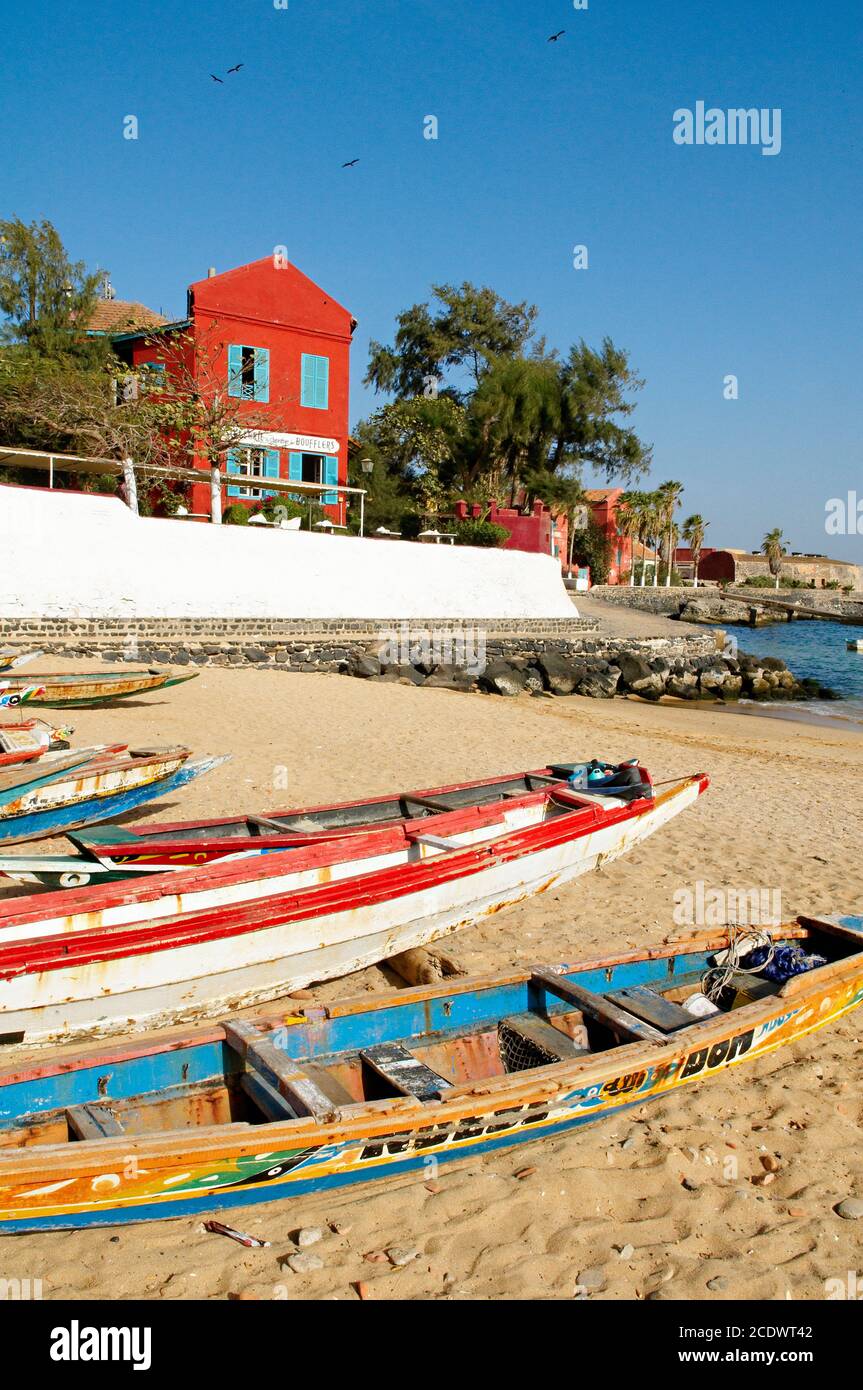 Senegal, Island of Goree, the beach. Unesco World Heritage. The island of Goree was a traditional slaving and trading port, by the colonial powers of Stock Photo
