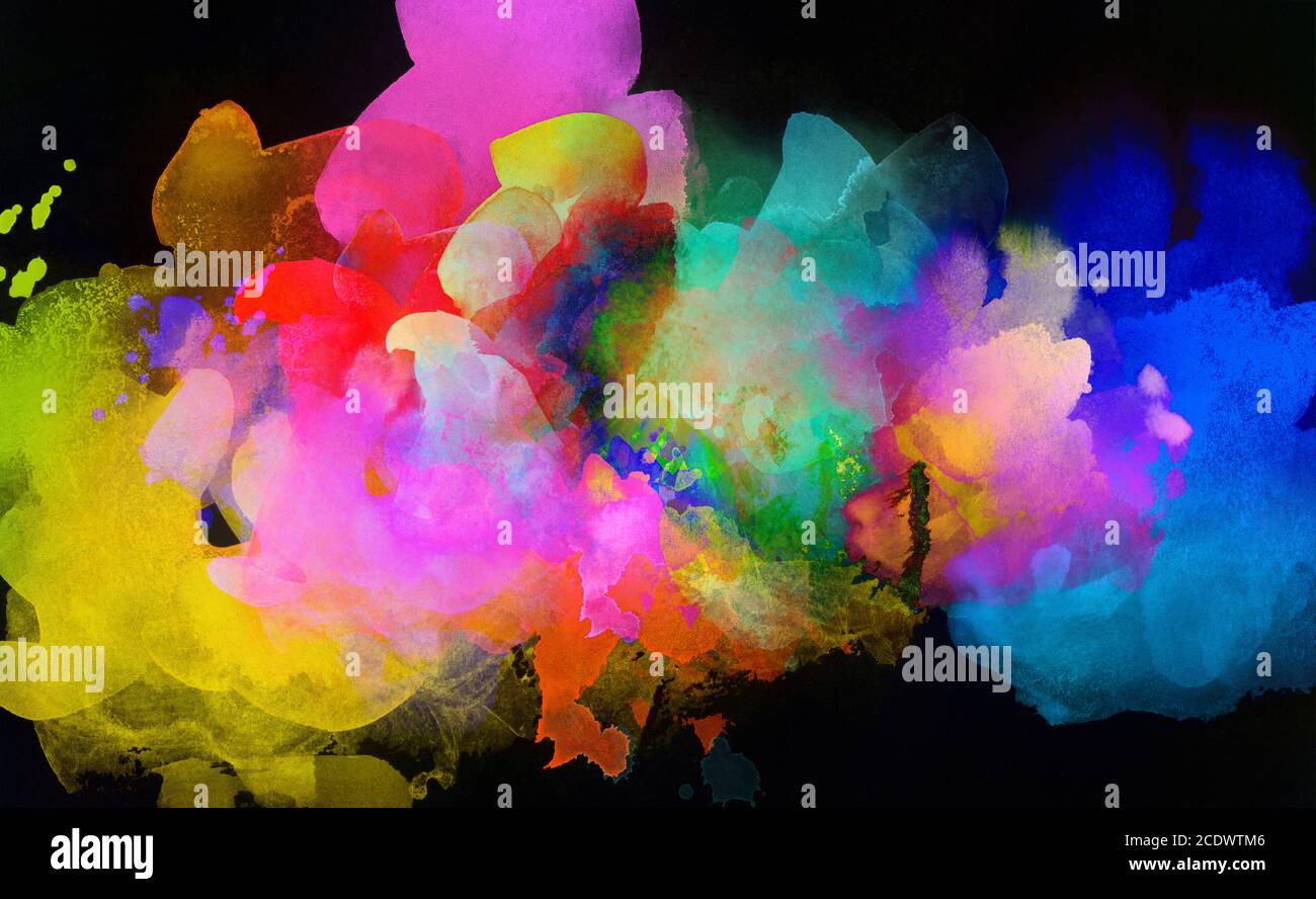 abstract mixed media background, painting, holi colorful Stock Photo