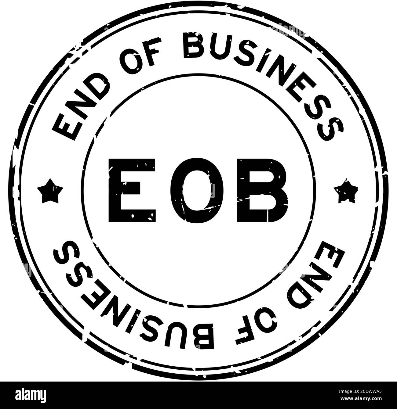 Grunge black eob end of business word round rubber seal stamp on white