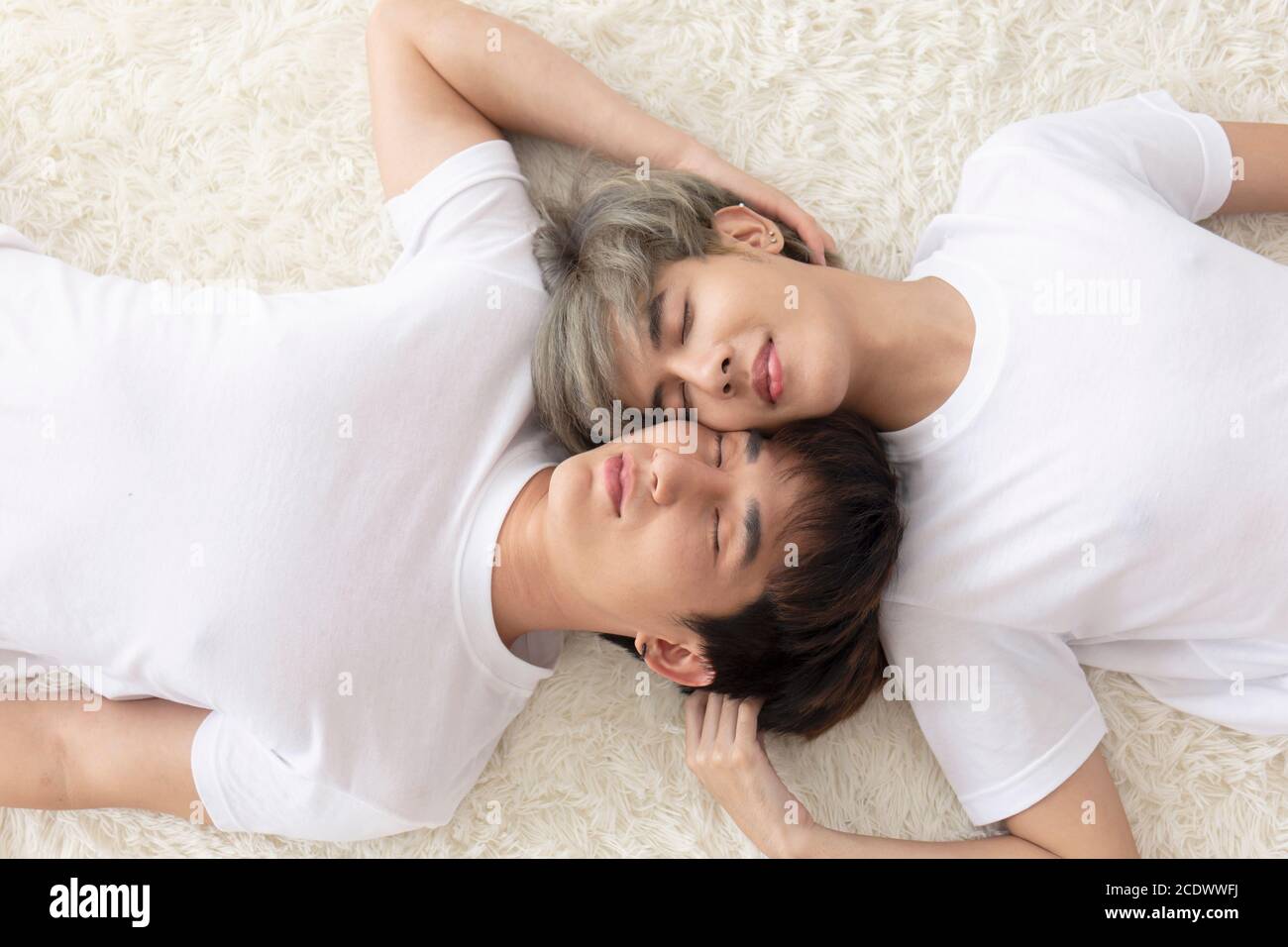 Download this stock image: Gay Couples Young Boys Asian Men LGBT Concepts. 