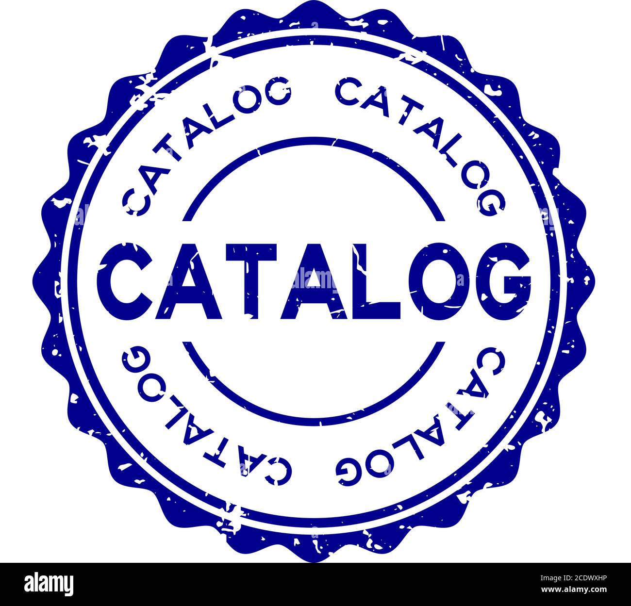 Grunge blue catalog word round rubber seal stamp on white background