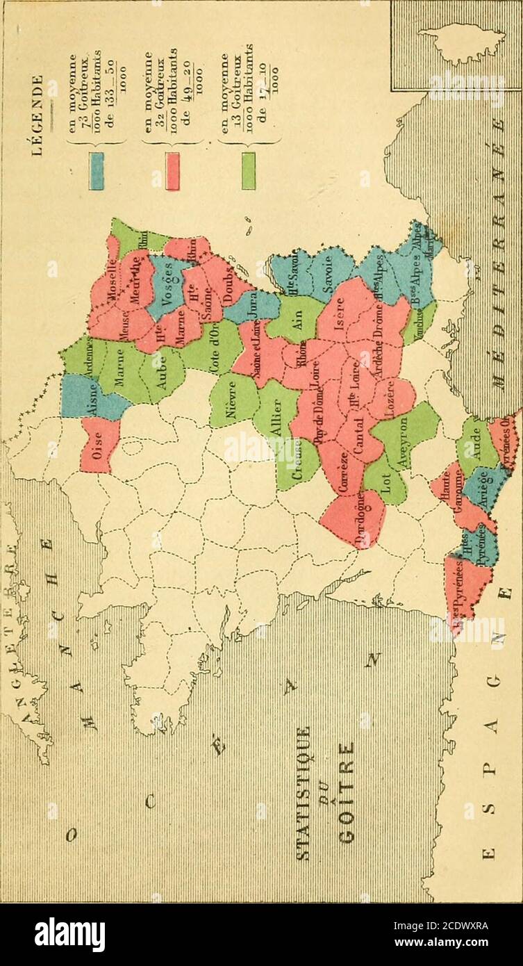 La Geographie Medicale Relativement A La Frequence Du Goitre On Peut Diviser Lafrance Telle Quelle Etait Avant 1870 De La Maniere Suivante Dont La Carte Ci Jointe Donne Une Idee Dans 10