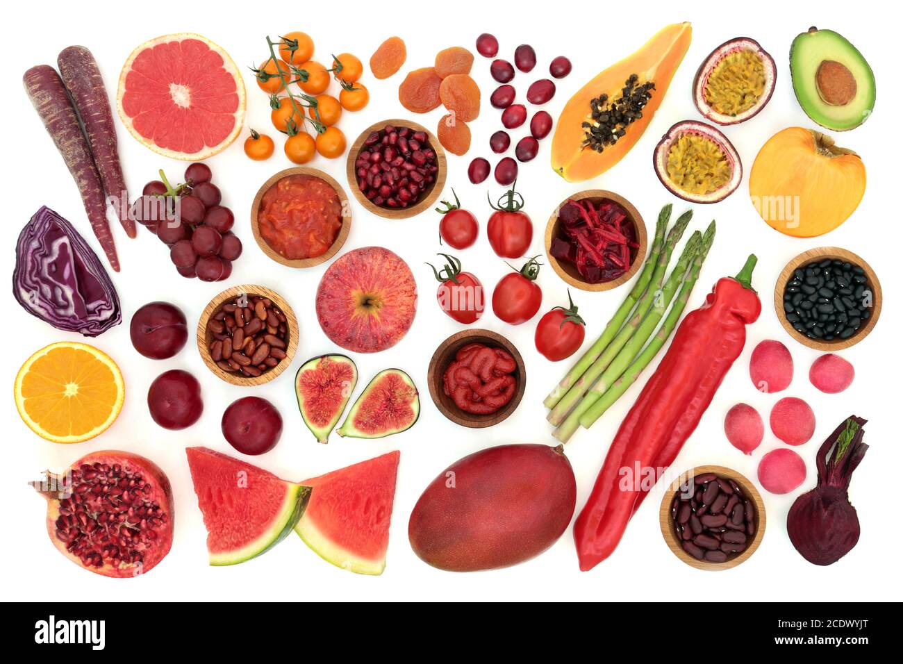 Immune boosting health food high in lycopene with a collection of fruit
