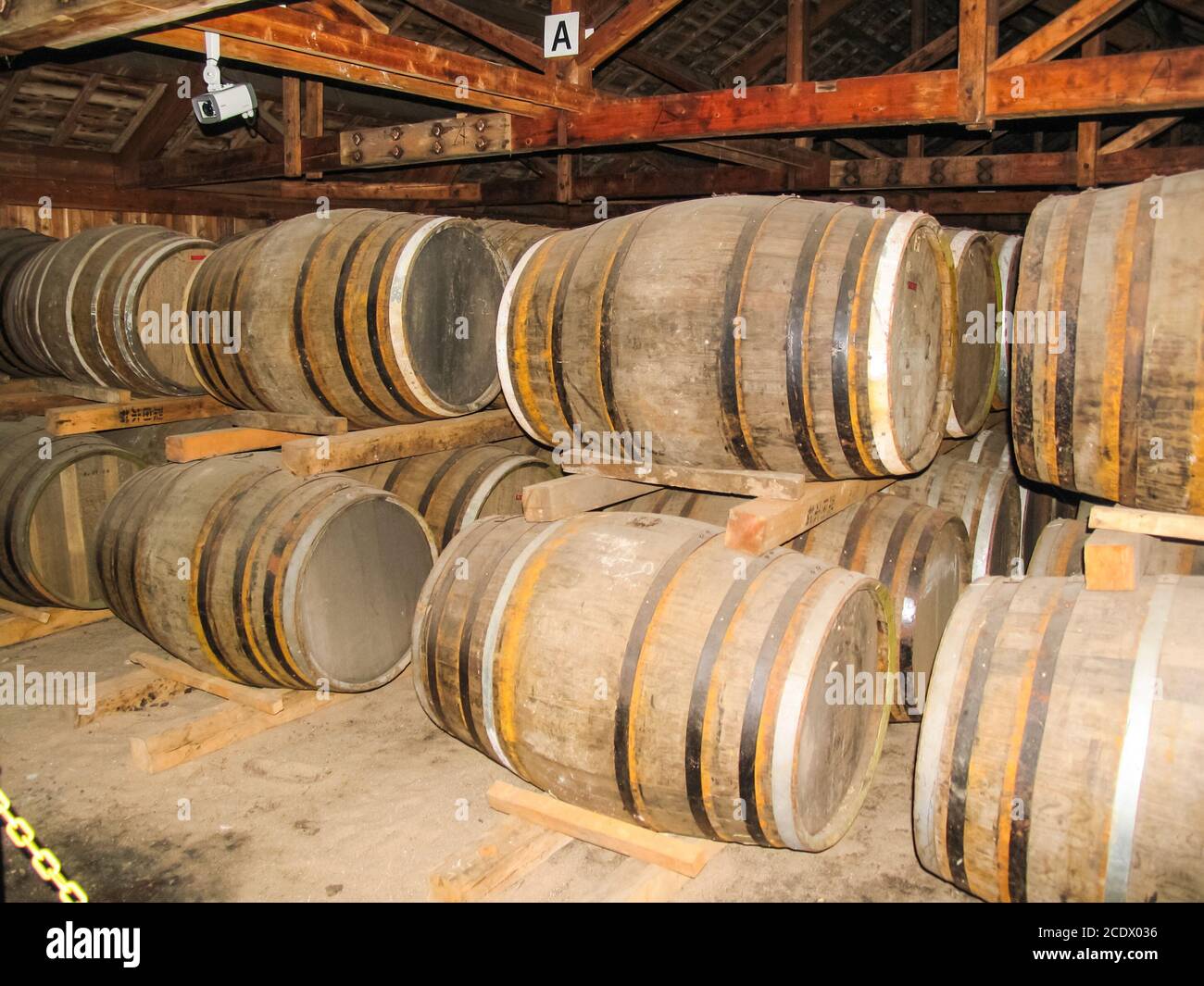Nikka whiskey, winery in Japan in yoichi, storage rooms for whiskey and wine, selling luxury whiskey and wine. Stock Photo