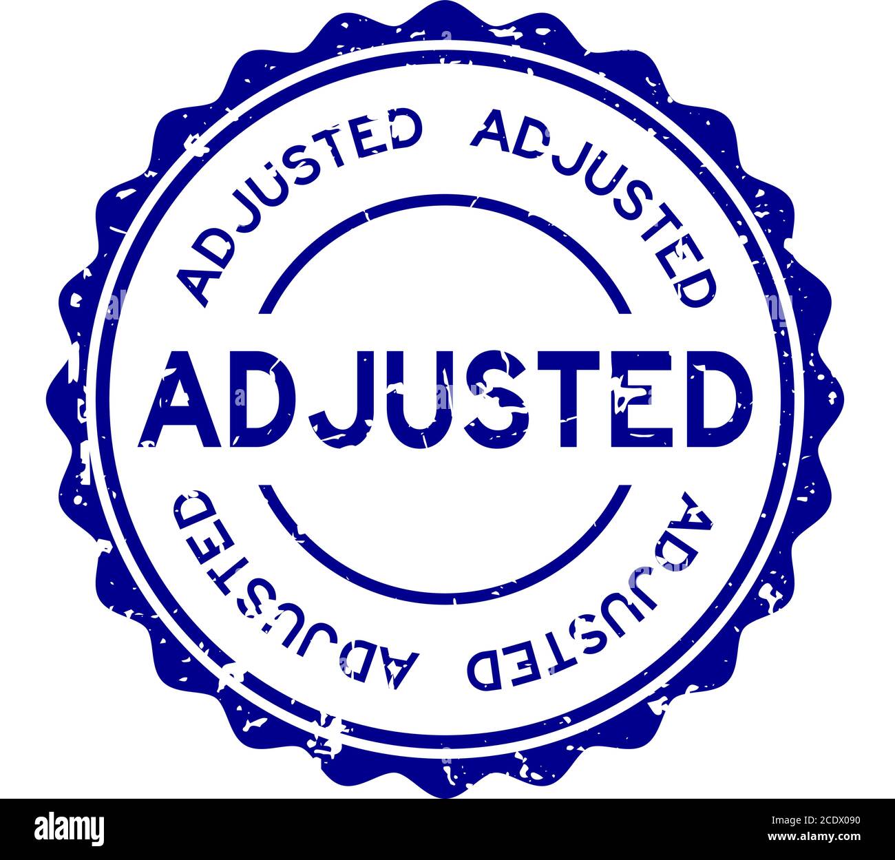 Grunge blue adjusted word round rubber seal stamp on white background ...