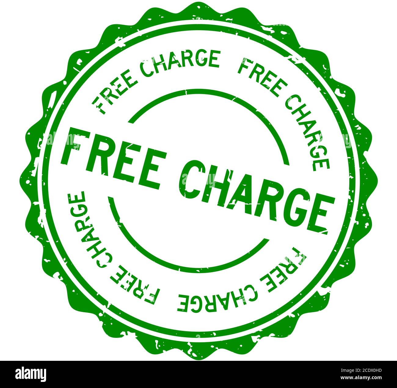 Grunge green free charge word round rubber seal stamp on white background Stock Vector