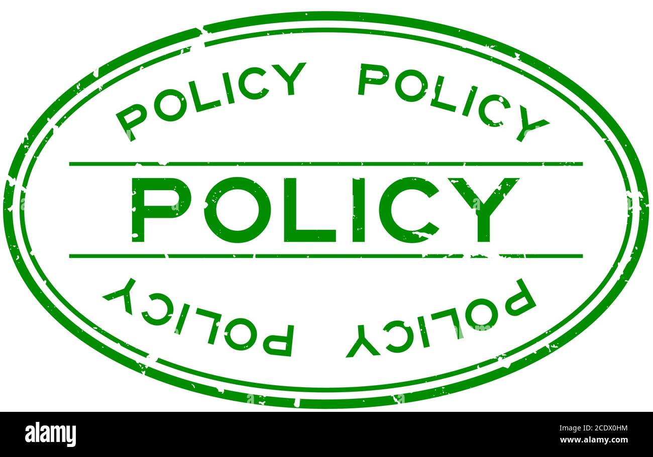 Grunge green policy word oval rubber seal stamp on white background ...