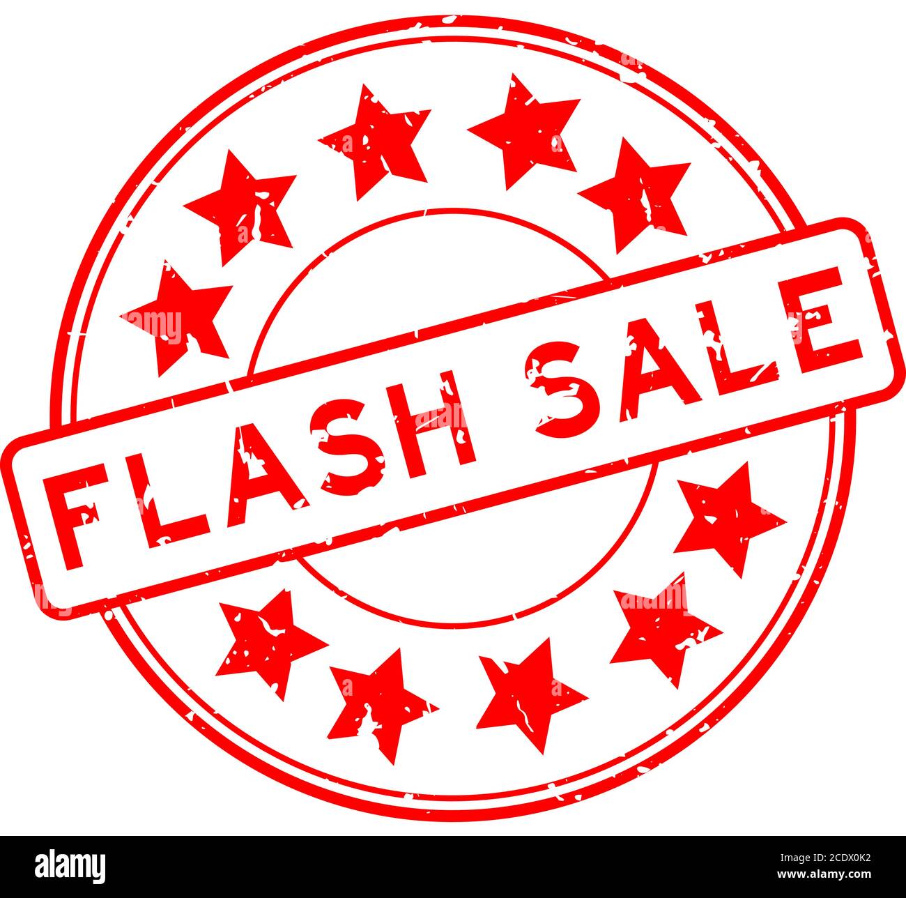 Grunge red flash sale word with star icon round rubber seal stamp on ...