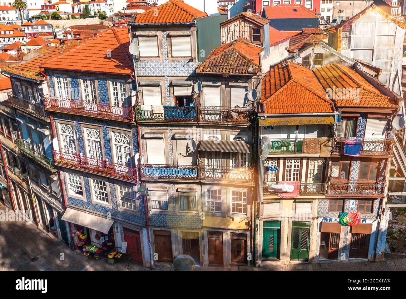 Houses ensemble in the old town Ribeira of Porto Stock Photo