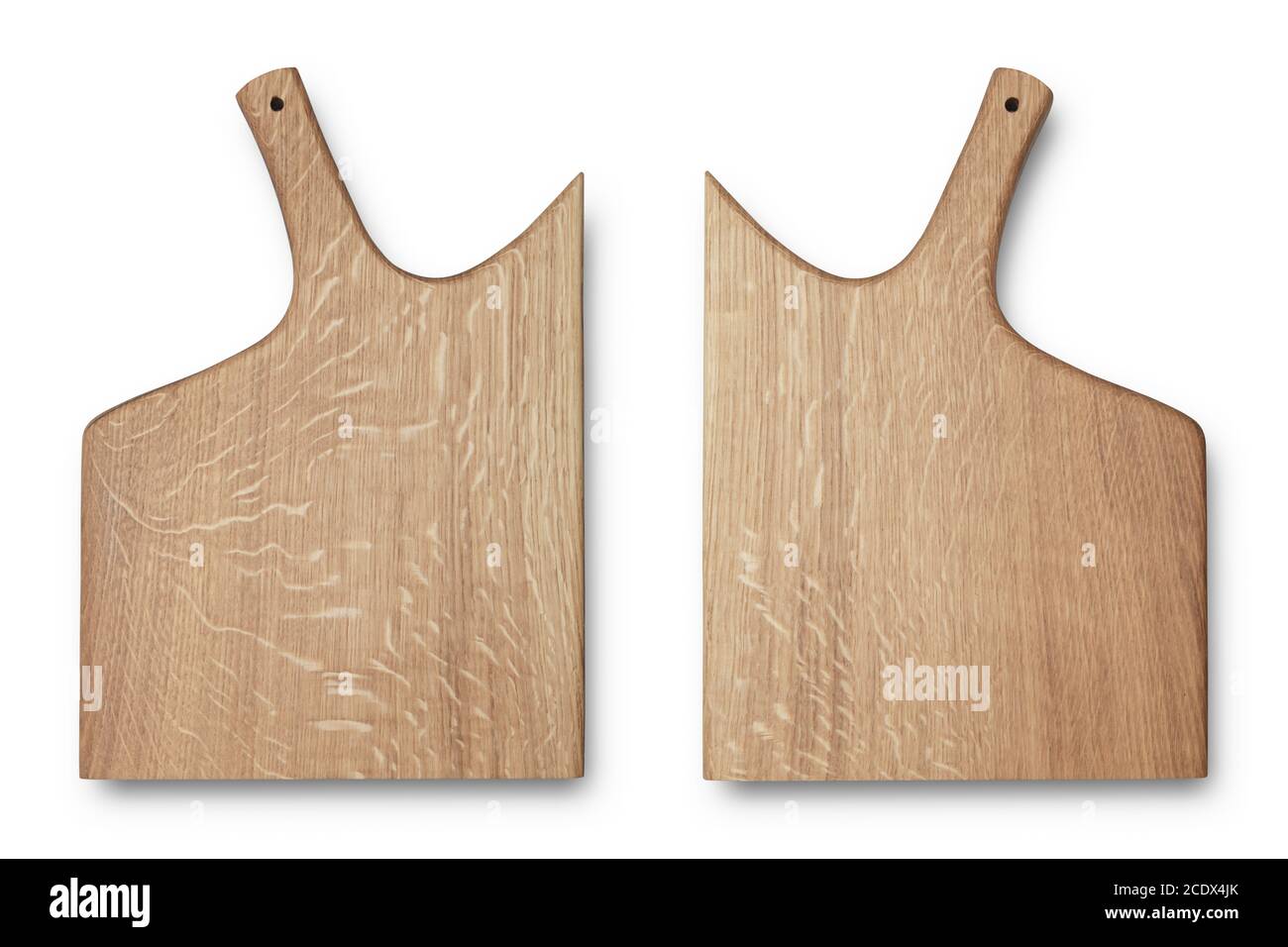 Two side of wooden chopping board top view isolated on white background
