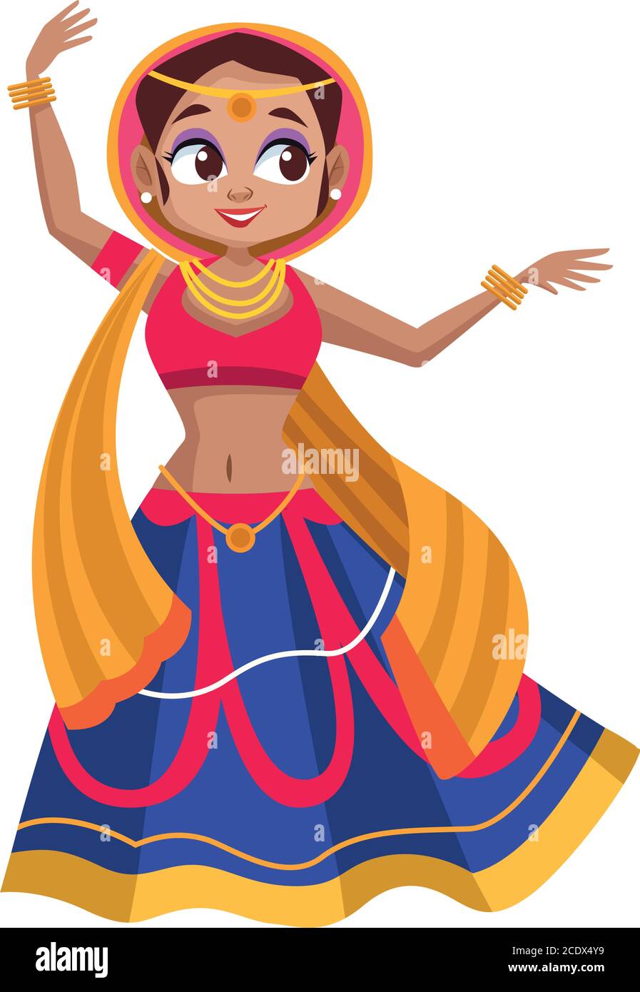 Diwali Woman Cartoon With Traditional Cloth Dancing Design Indian Culture And Hinduism Theme Vector Illustration Stock Vector Image Art Alamy